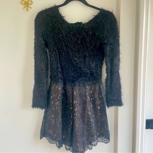 For Love and Lemons Fuzzy Lace Open Back Romper NWOT